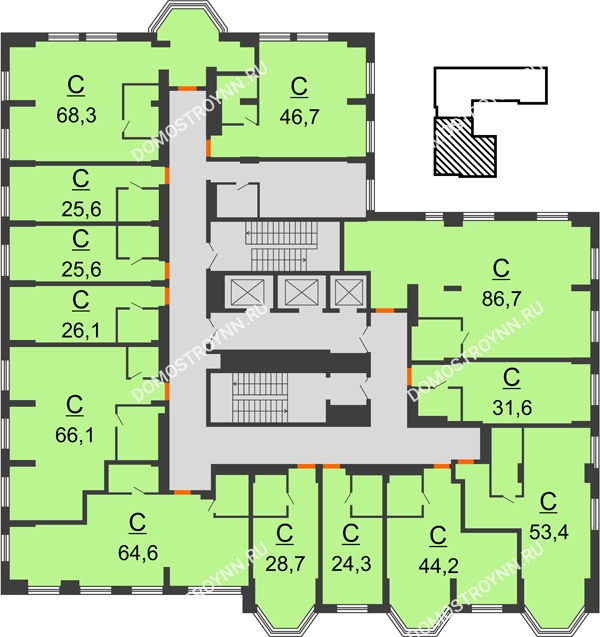 Комплекс апартаментов KM TOWER PLAZA (КМ ТАУЭР ПЛАЗА) - планировка 17 этажа