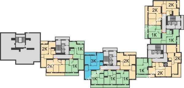 Планировка 11 этажа в доме № 1 в ЖК Корица