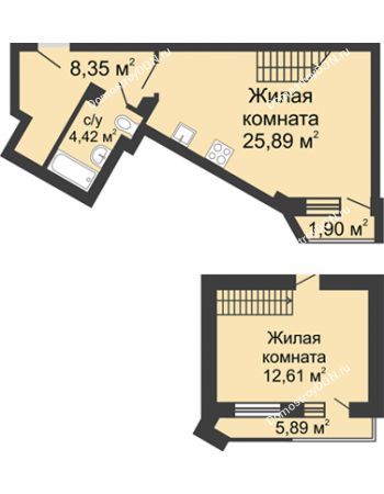 2 комнатная квартира 59,06 м² - ЖК Юбилейный