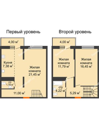 2 комнатная квартира 87,37 м² в ЖК Фрунзе, 85, дом № 3