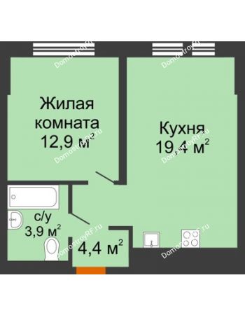 1 комнатная квартира 40,6 м² в ЖК Озерный парк, дом Корпус 5.1