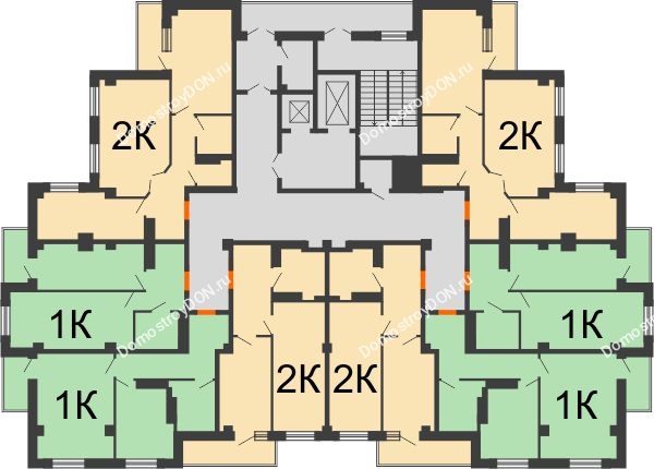 Планировка 18 этажа в доме Литер 2 в ЖК Сокол Градъ