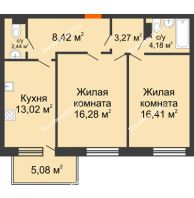 2 комнатная квартира 71,1 м² в ЖК Гвардейский 3.0, дом Секция 2 - планировка