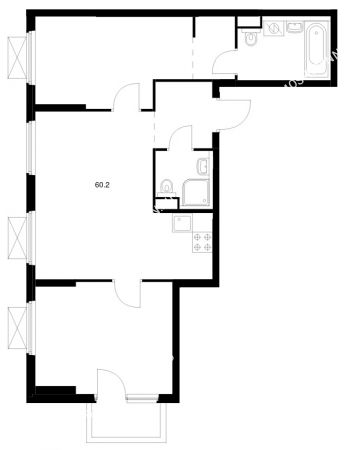 2 комнатная квартира 60,2 м² в ЖК Савин парк, дом корпус 10