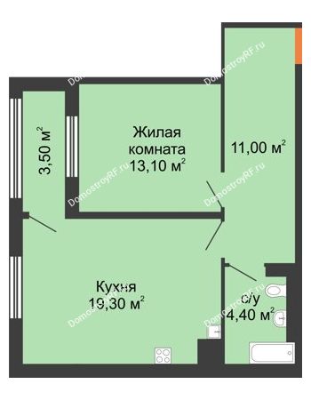 1 комнатная квартира 51,3 м² в ЖК Ожогино, дом ГП-6