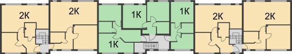 Планировка 2 этажа в доме № 5 в ЖК Цветочный парк	