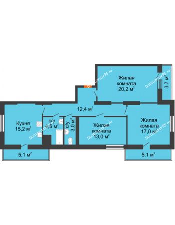 3 комнатная квартира 99,3 м² - ЖК Космолет