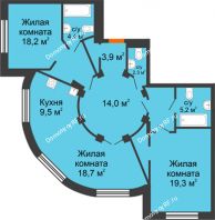 3 комнатная квартира 107,4 м² в Архитектурный Ансамбль Вознесенский, дом Собенникова - планировка