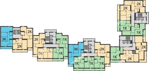 Планировка 2 этажа в доме № 1 в ЖК Корица