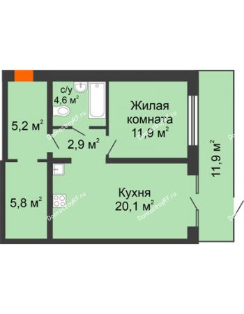 1 комнатная квартира 62,69 м² в ЖК Андерсен парк, дом ГП-5