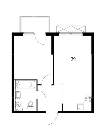 1 комнатная квартира 39 м² в ЖК Савин парк, дом корпус 1