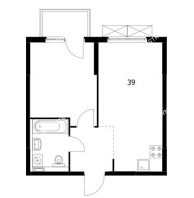 1 комнатная квартира 39 м² в ЖК Савин парк, дом корпус 1 - планировка