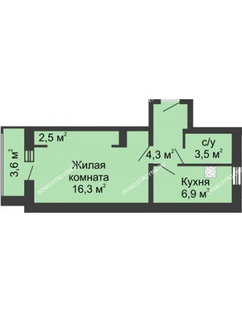 1 комнатная квартира 31,7 м² - ЖД по ул. Страж Революции