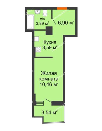 Студия 25,6 м² в ЖК Сердце Ростова 2, дом Литер 8