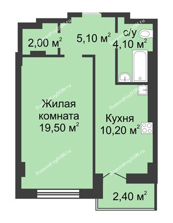 1 комнатная квартира 42,1 м² - ЖК 8 марта