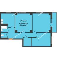 3 комнатная квартира 95,72 м² в ЖК Сокол Градъ, дом Литер 6 - планировка