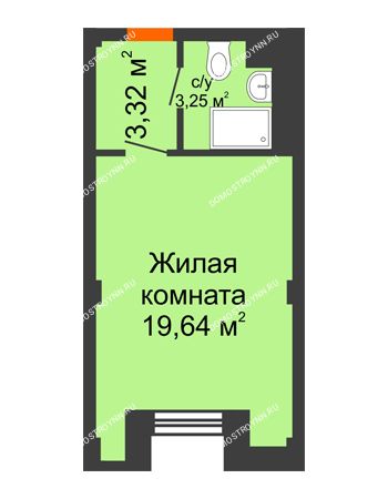 Студия 26,21 м² - Апартаменты Бирюза в Гордеевке
