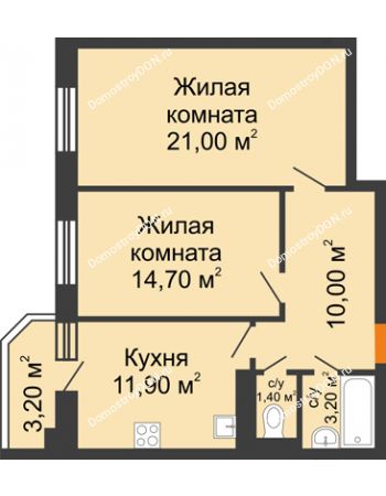 2 комнатная квартира 63,7 м² в Микрорайон Красный Аксай, дом Литер 8