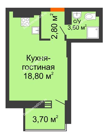 Студия 28,9 м² в ЖК Екатерининский, дом № 2в