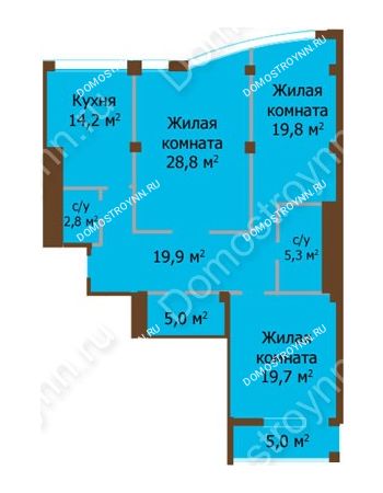 3 комнатная квартира 115,5 м² - ЖК Бояр Палас