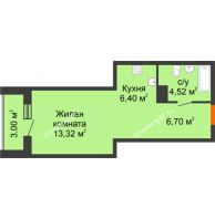 Студия 33,94 м² в ЖК Рассвет, дом № 8 - планировка