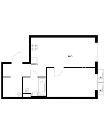 1 комнатная квартира 40,3 м² в ЖК Савин парк, дом корпус 7