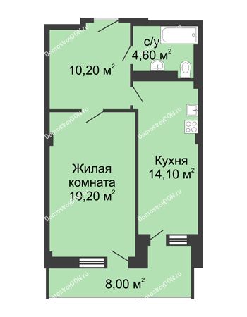 1 комнатная квартира 52,1 м² - ЖК Дом на Береговой