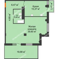 1 комнатная квартира 78,64 м² в ЖК Renaissance (Ренессанс), дом № 1 - планировка