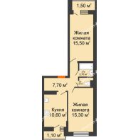 2 комнатная квартира 55,7 м² в ЖК SkyPark (Скайпарк), дом Литер 1, корпус 1, блок-секция 2-3 - планировка