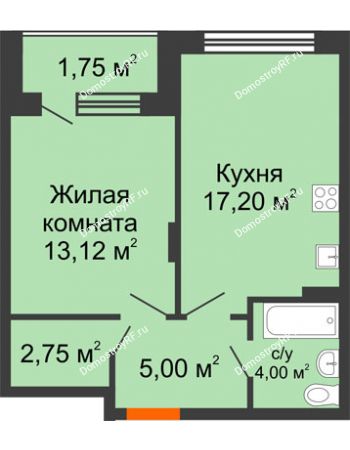 1 комнатная квартира 44,76 м² в ЖК Суворов-Сити, дом № 1