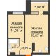 2 комнатная квартира 43,02 м² в ЖК Гвардейский 3.0, дом Секция 2 - планировка
