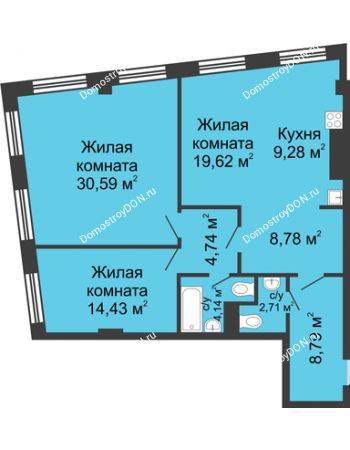 3 комнатная квартира 103,08 м² - ЖК Гранд Панорама
