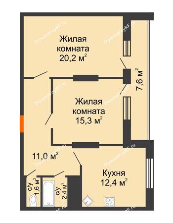 2 комнатная квартира 70,5 м² - ЖК Космолет