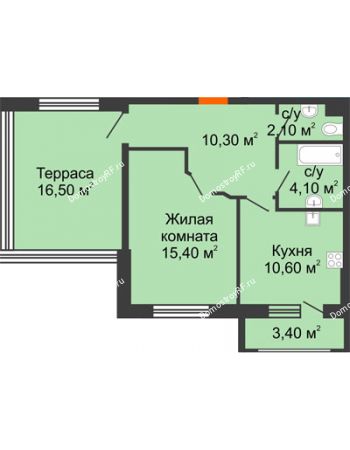 1 комнатная квартира 49,2 м² в ЖК Италия, дом Литер 9