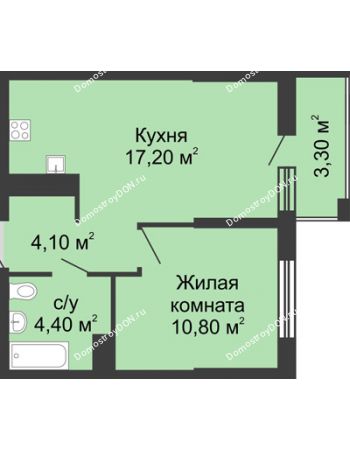 1 комнатная квартира 37,7 м² - ЖК Сказка