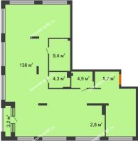 Апартаменты-студия 168,3 м² в Квартал 1А Первомайская, дом №2 - планировка