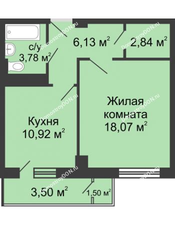 1 комнатная квартира 45,2 м² в ЖК НОРД-Премьер, дом № 12