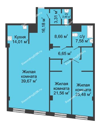 3 комнатная квартира 145,66 м² - ЖК Гранд Панорама