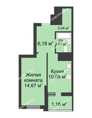 1 комнатная квартира 38,74 м² в ЖК Маленькая страна, дом № 3