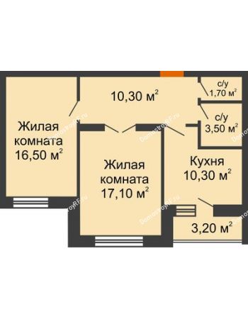 2 комнатная квартира 61 м² в ЖК Елецкий Лайт , дом № I-14