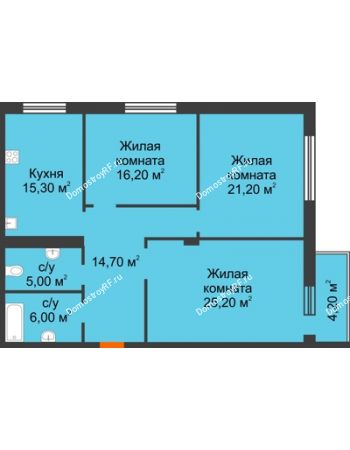 3 комнатная квартира 105,8 м² - Жилой дом по ул. Им. Семашко