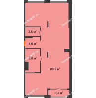 4 комнатные апартаменты 109,71 м² в Квартал 1А Первомайская, дом №3 - планировка