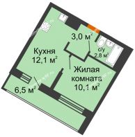 1 комнатная квартира 28 м² в ЖК Грани, дом Литер 5 - планировка