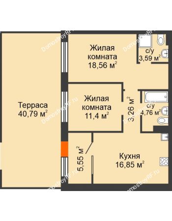 2 комнатная квартира 63,97 м² в ЖК Скандиа. Квартал в Комарово, дом Этап 1