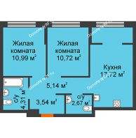 3 комнатная квартира 55,09 м² в ЖК Колумб, дом Сальвадор ГП-4 - планировка