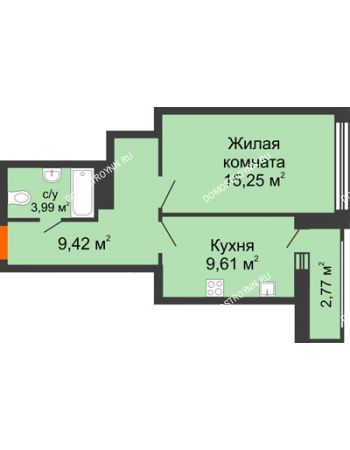 1 комнатная квартира 39,66 м² в ЖК Каскад на Менделеева, дом № 1