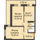 2 комнатная квартира 63 м² в ЖК SkyPark (Скайпарк), дом Литер 1, корпус 1, 2 этап - планировка
