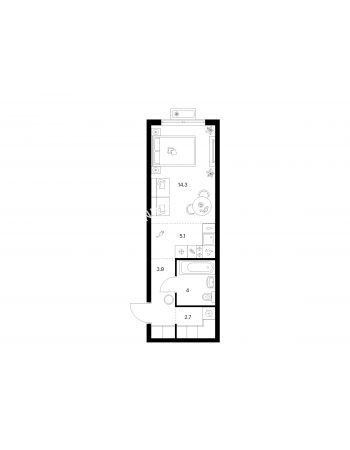 Студия 30 м² в ЖК Савин парк, дом корпус 9