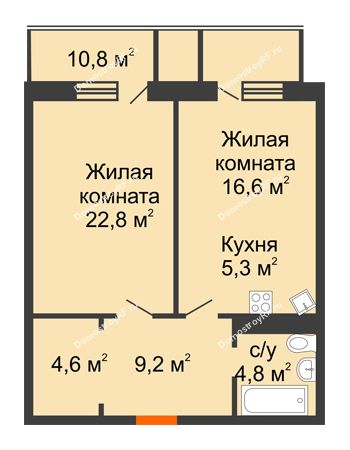 2 комнатная квартира 68,7 м² - ЖК DEVELOPMENT PLAZA