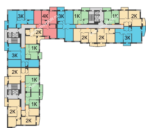 Планировка 21 этажа в доме Литер 2 в ЖК Династия